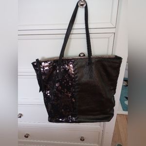 New RARE Consuela Tote. Leather Metallic Tie up